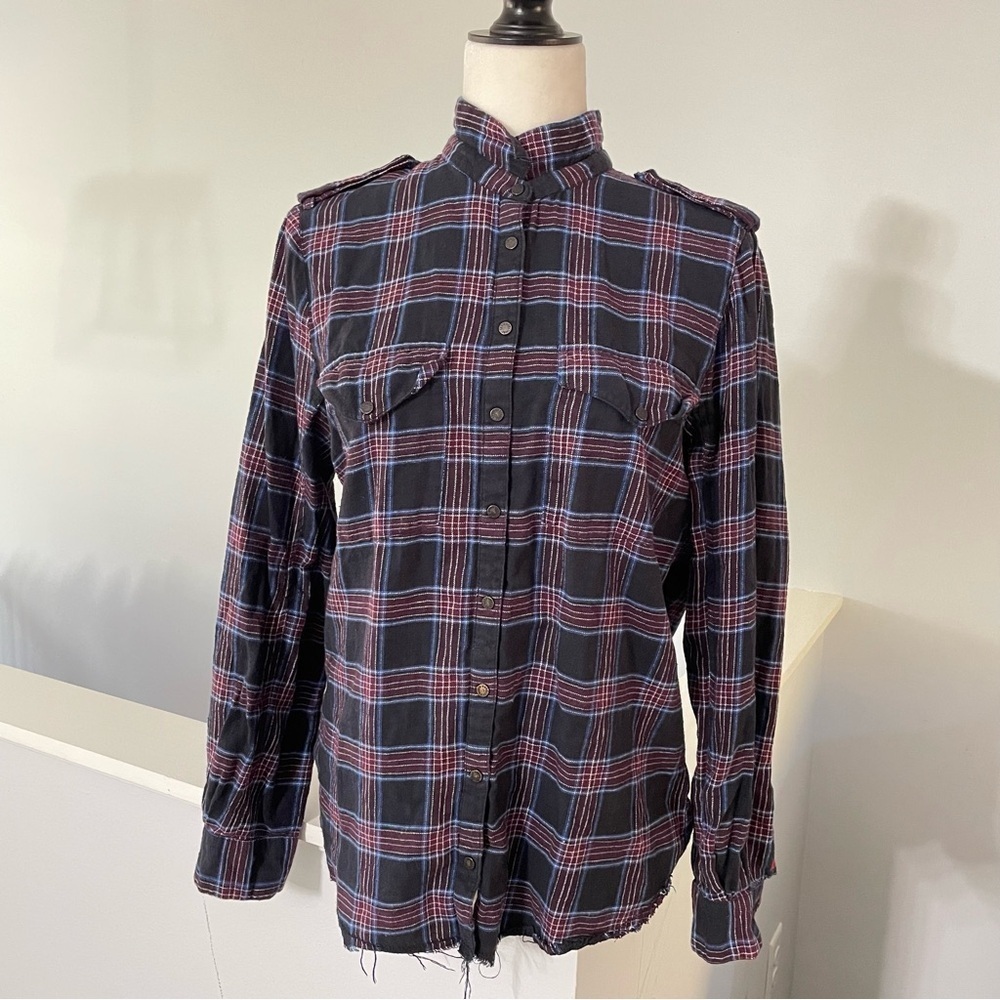 Zadig & Voltarie Eagle Bedazzled Plaid Flannel Women's Large Tess Carreaux